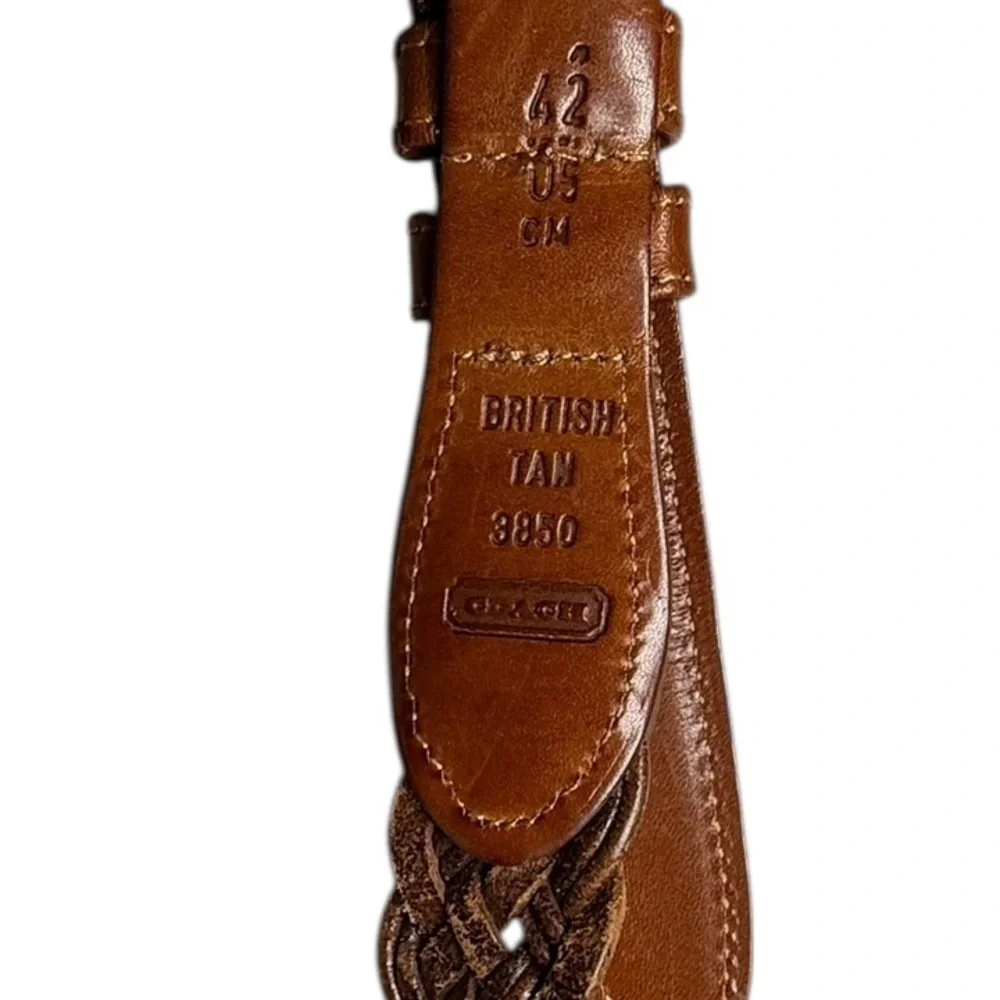 Coach Braided Leather Belt in British Brown Size 41”